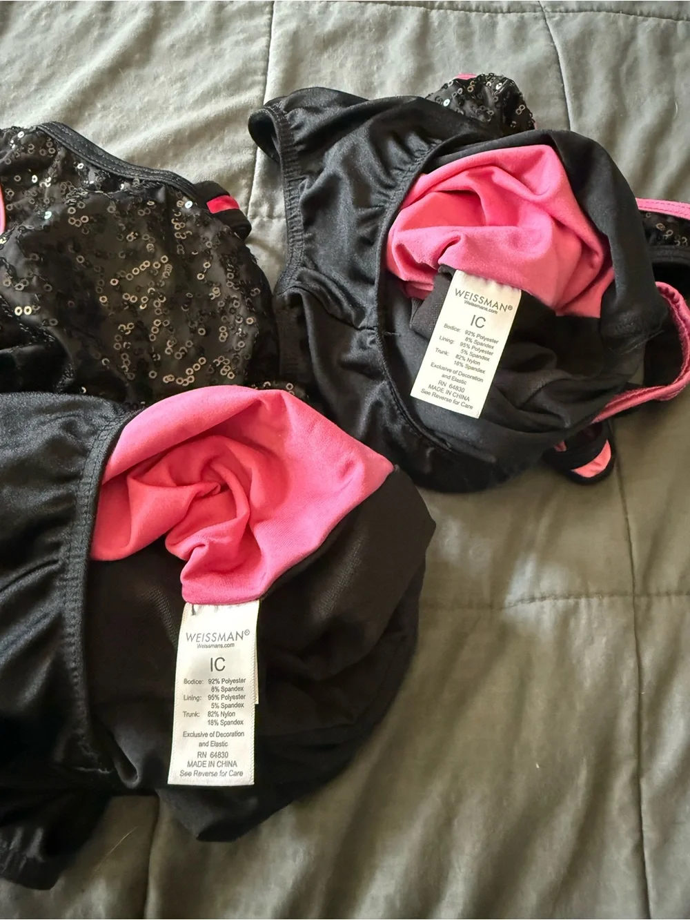 Black and Pink Sequin Dance Leotard for Kids